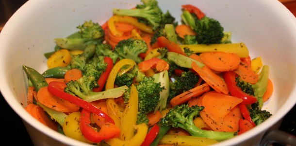 Grøntsagerne er klargjorte og klar til at komme i wokken
